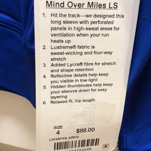 Lululemon Mind Over Miles NEW